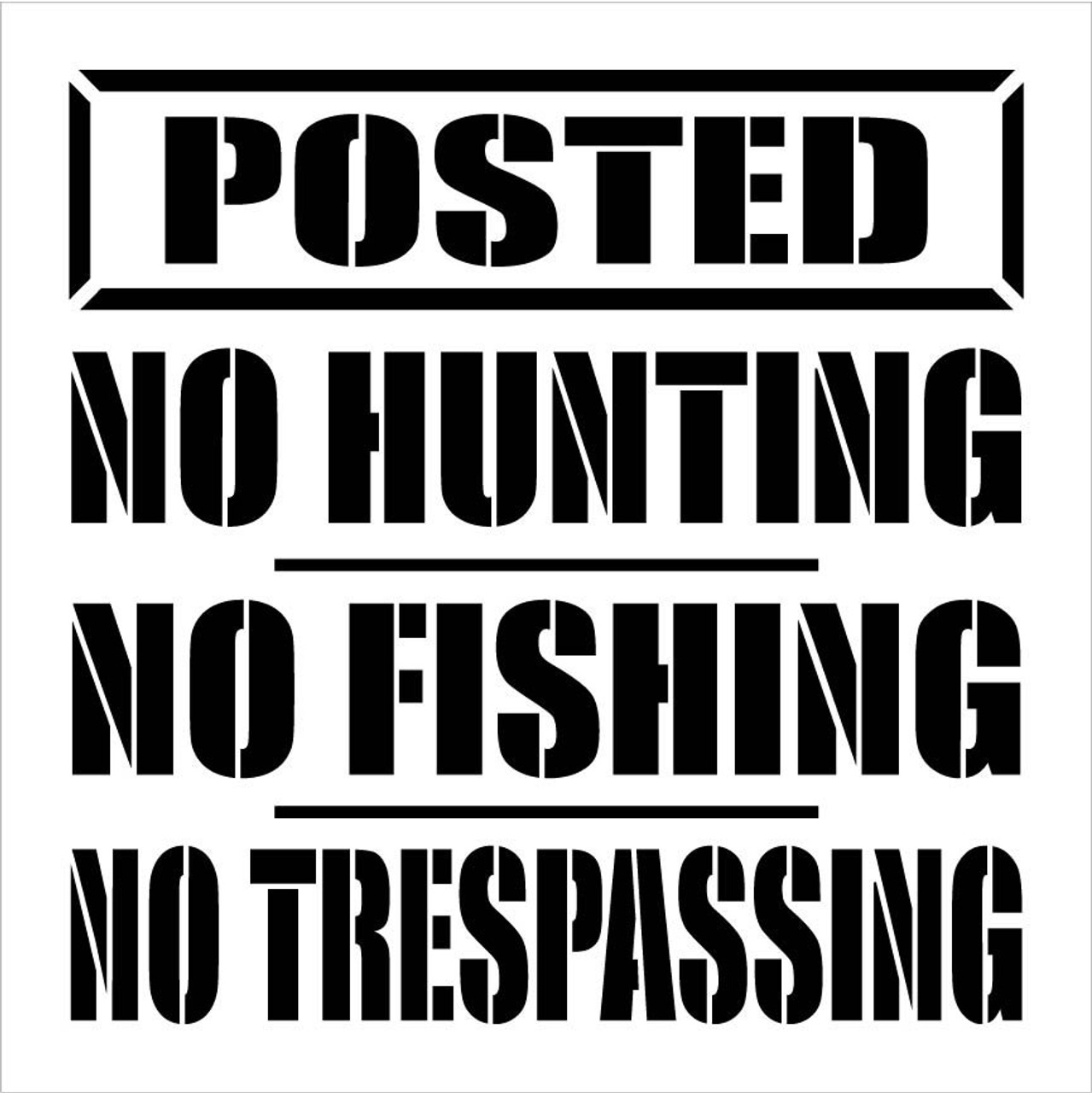 No Hunting No Fishing Stencil by StudioR12 | DIY Posted Warning Sign No Trespassing | Craft & Paint Outdoor Wood Signs | Select Size