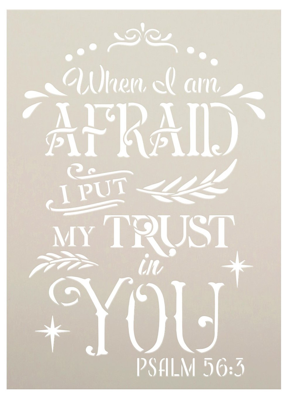 I Put My Trust in You Stencil by StudioR12 | Psalm 56:3 Bible Verse Word Art | DIY Farmhouse Faith Quote Home Decor | Select Size