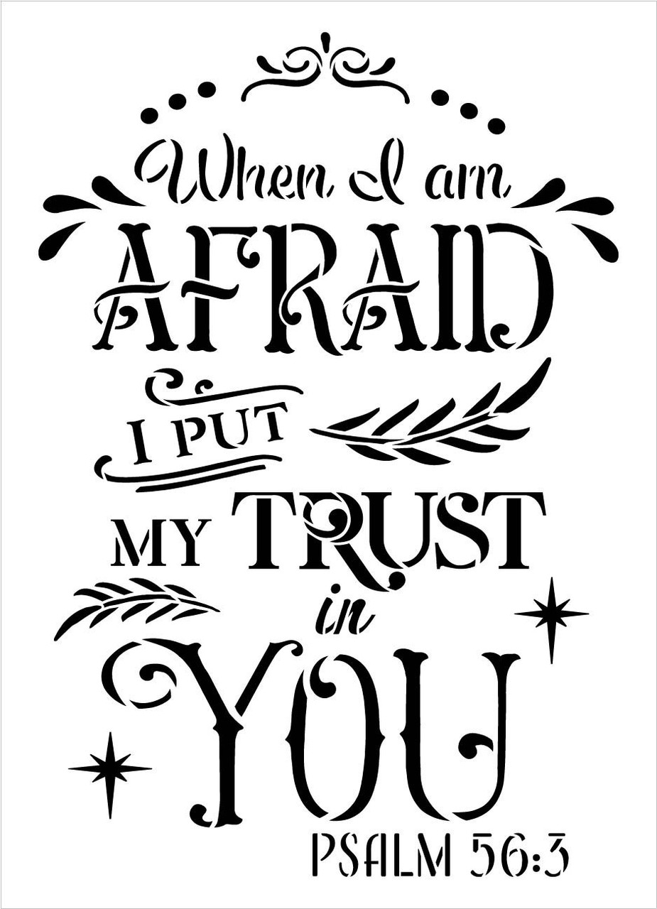 I Put My Trust in You Stencil by StudioR12 | Psalm 56:3 Bible Verse Word Art | DIY Farmhouse Faith Quote Home Decor | Select Size