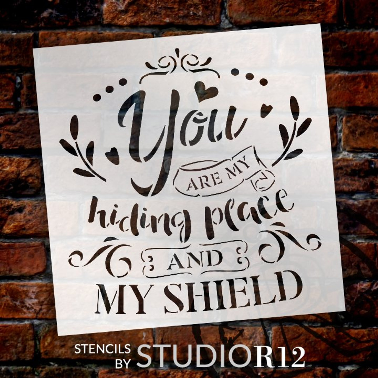 You are My Hiding Place and My Shield Stencil by StudioR12 | DIY Faith Word Art Home Decor | Craft & Paint Wood Signs | Select Size