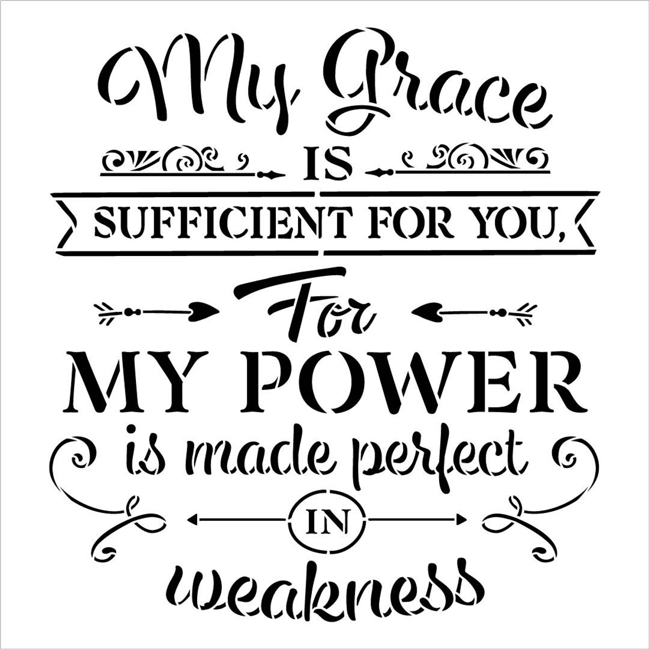 My Power Made Perfect in Weakness Stencil by StudioR12 | DIY Inspirational Quote Home Decor | Paint Faith Wood Signs | Select Size