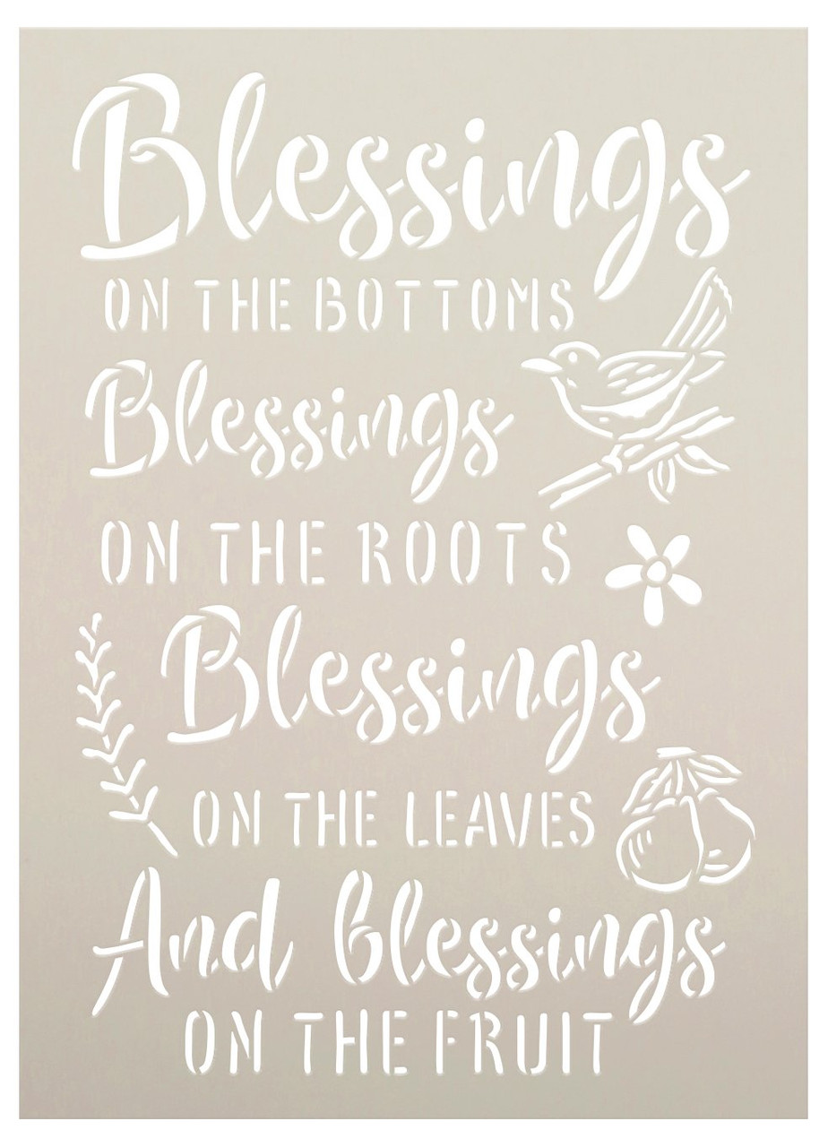 Mealtime Blessings Script Stencil by StudioR12 | DIY Faith Quote Dining Room & Home Decor | Craft & Paint Wood Signs | Select Size
