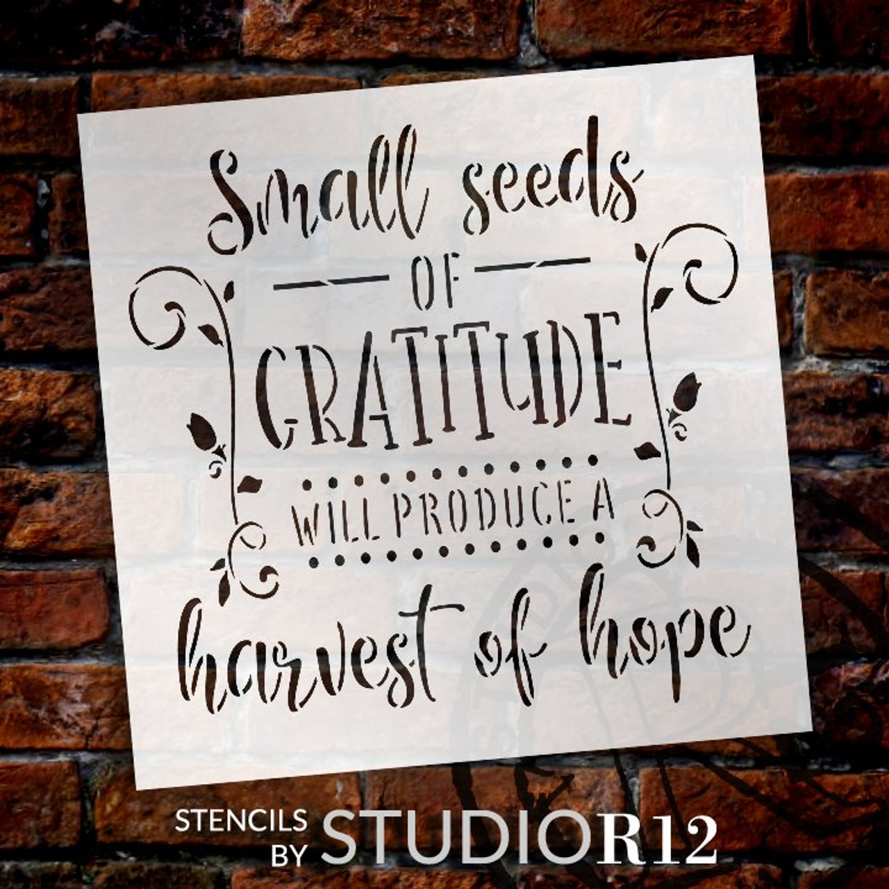 Seeds of Gratitude Harvest of Hope Stencil by StudioR12 | DIY Inspirational Script Word Art Home Decor | Paint Wood Signs | Select Size