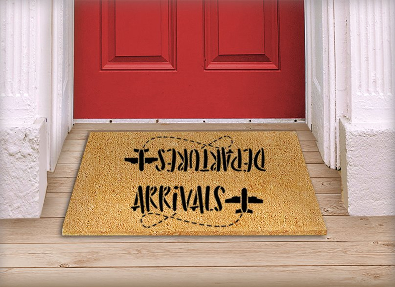 Arrivals Departures Stencil with Airplanes by StudioR12 | Craft DIY Welcome Doormat | Paint Fun Outdoor Home Decor | Select Size