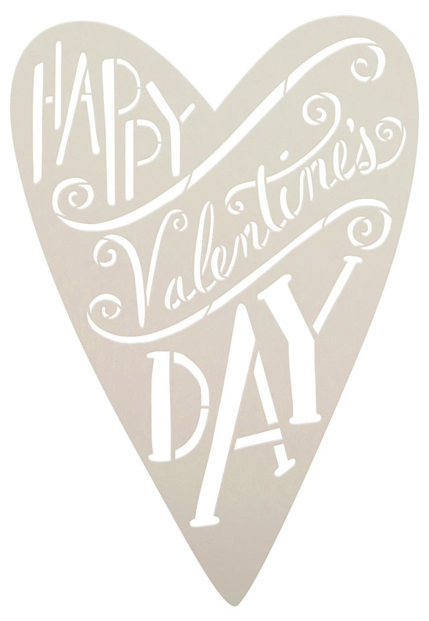 Happy Valentine's Day Heart Shape Stencil by StudioR12 | DIY Farmhouse Home Decor | Craft & Paint Wood Signs | Select Size