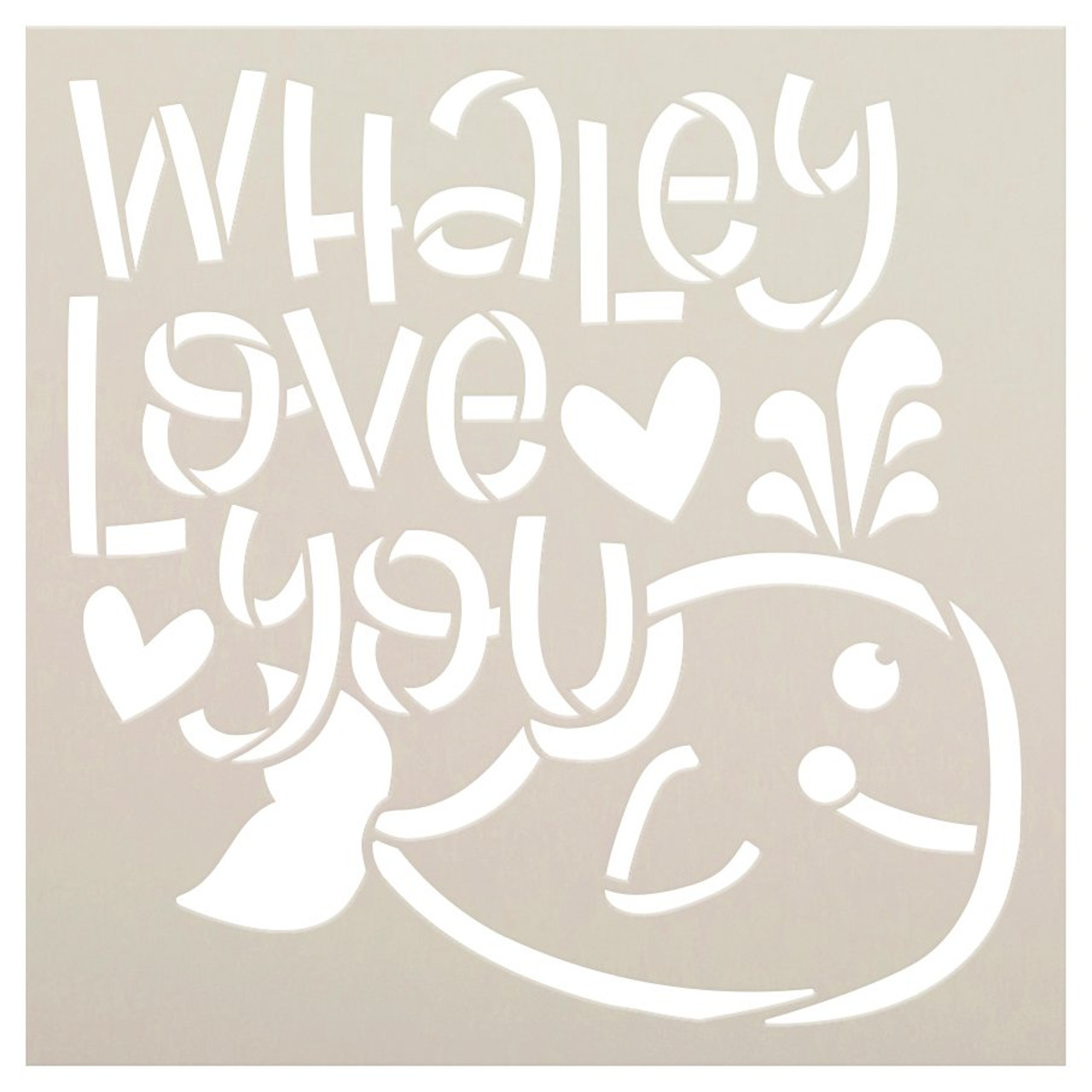 Whaley Love You Stencil with Whale & Hearts by StudioR12 | DIY Valentine's Day Home Decor | Craft & Paint Fun Wood Signs | Select Size