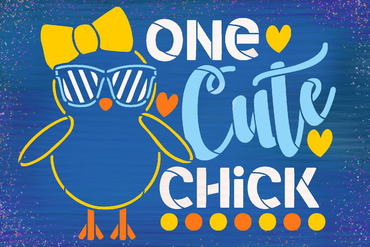 One Cute Chick Stencil by StudioR12 | Fun Spring Word Art | DIY Nursery & Bedroom Decor | Craft & Paint Wood Signs | Select Size