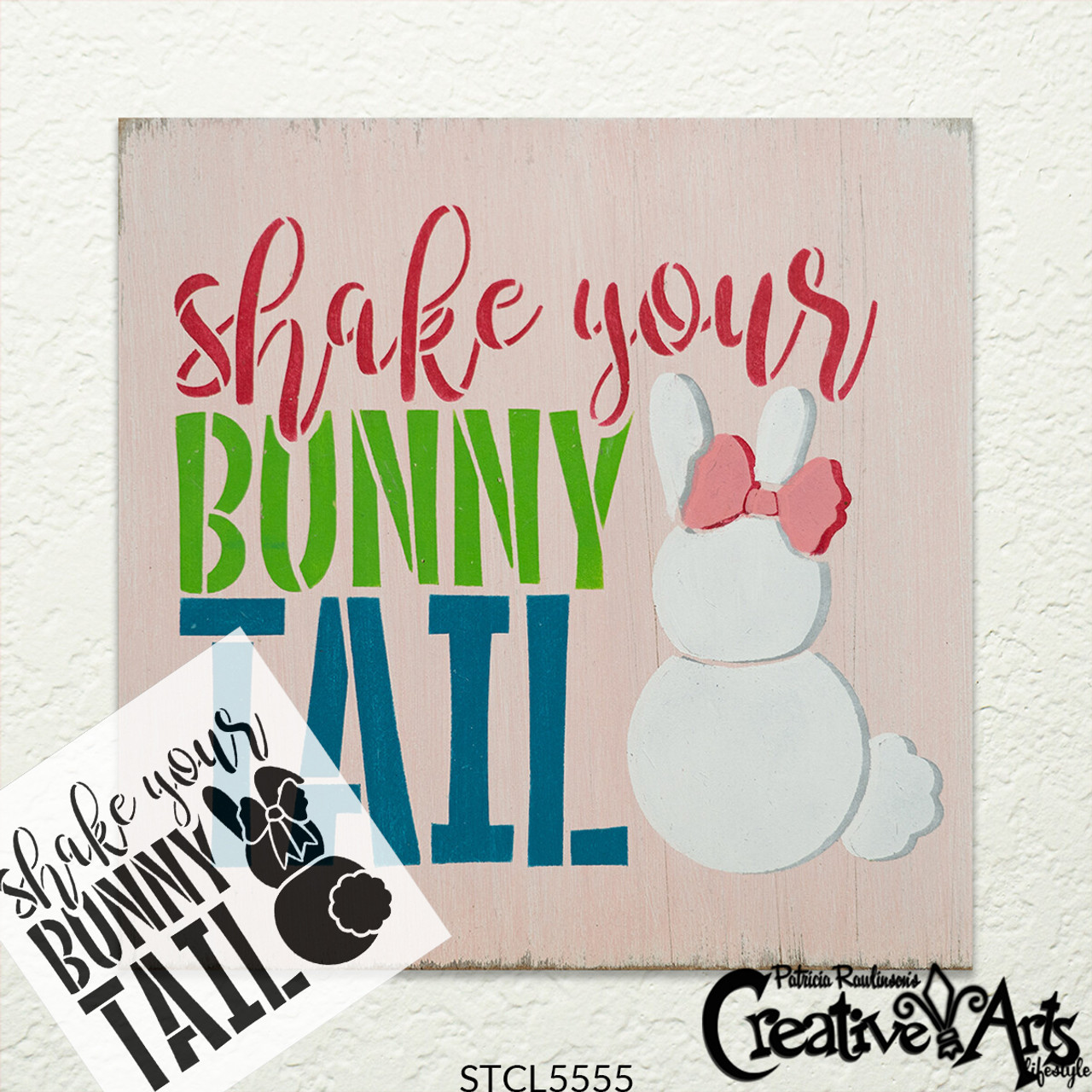 Shake Your Bunny Tail Stencil by StudioR12 | DIY Fun Easter Bunny Home Decor | Craft & Paint Spring Farmhouse Wood Signs | Select Size