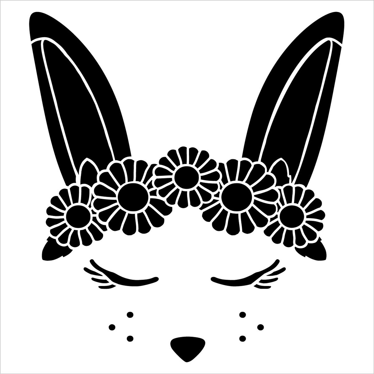 Bunny Stencil with Flower Crown by StudioR12 | DIY Cute Spring & Easter Home Decor | Craft & Paint Farmhouse Wood Signs | Select Size