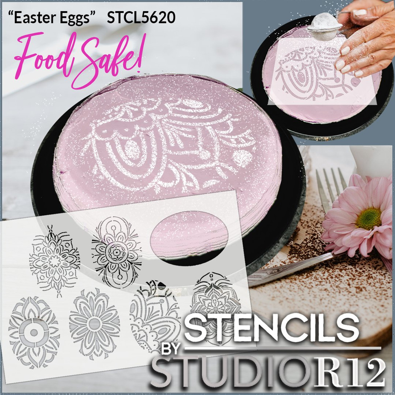 Easter Egg Pattern Stencil by StudioR12 | DIY Spring Home Decor | Cookie & Cake Template | Craft & Paint Farmhouse Wood Signs | Size (28 x 18 inch)