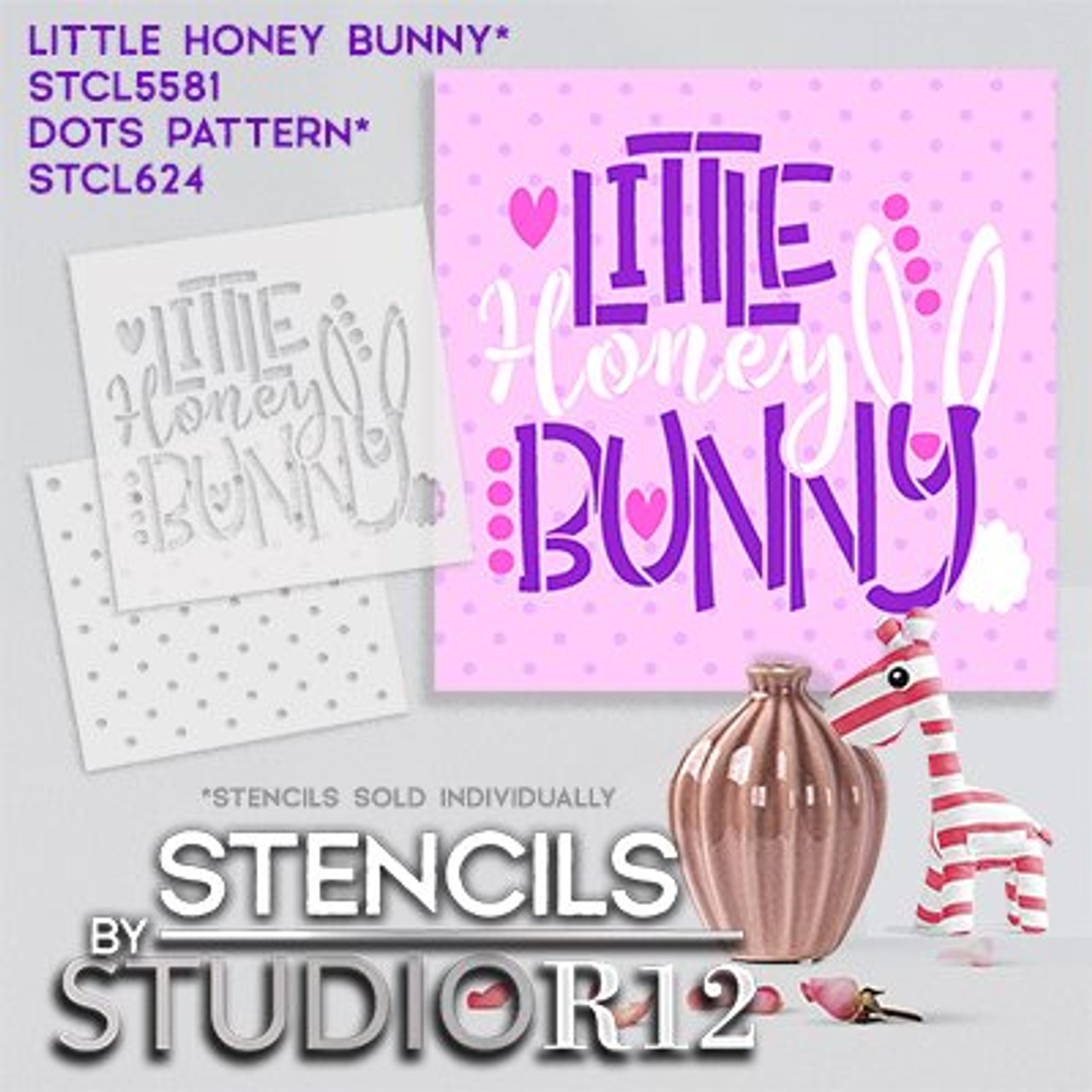 Little Honey Bunny Stencil by StudioR12 | DIY Farmhouse Spring Home Decor | Fun Easter Word Art | Craft & Paint Wood Sign | Select Size