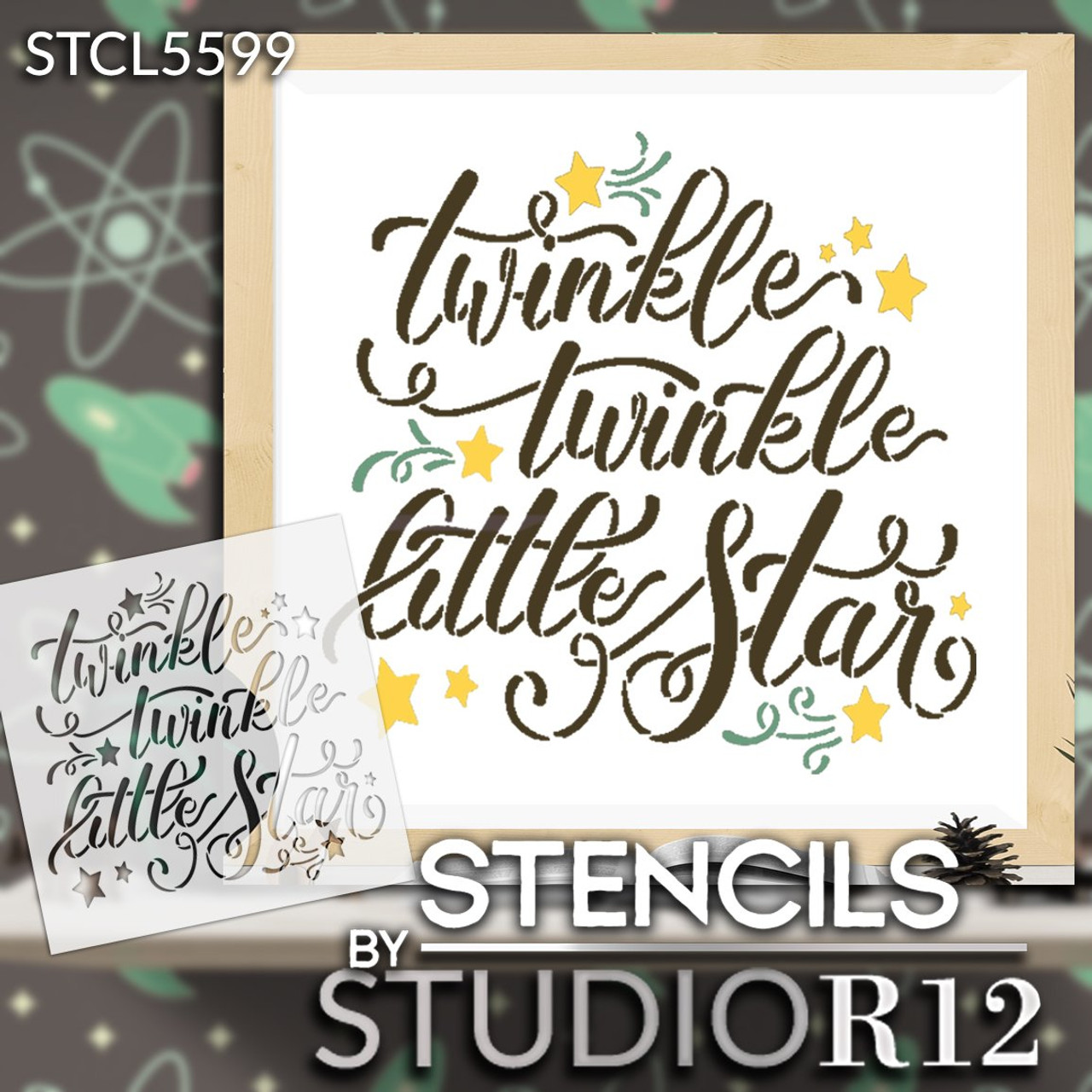 Twinkle Twinkle Little Star Stencil by StudioR12 | DIY Child Bedroom & Nursery Home Decor | Craft & Paint Wood Signs | Select Size