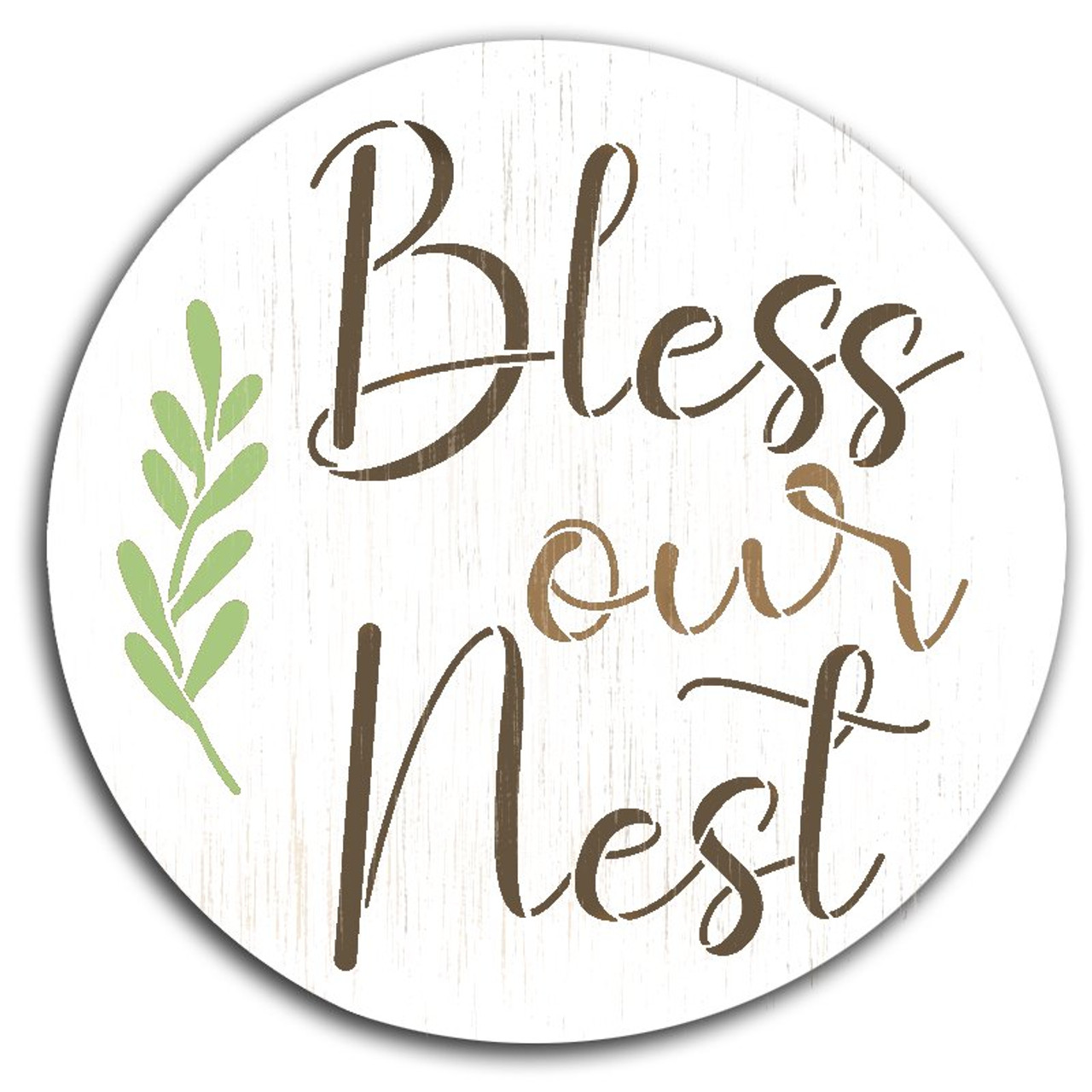 Bless Our Nest Round Stencil by StudioR12 | DIY Family Farmhouse Home Decor | Craft & Paint Rustic Country Wood Signs | Select Size