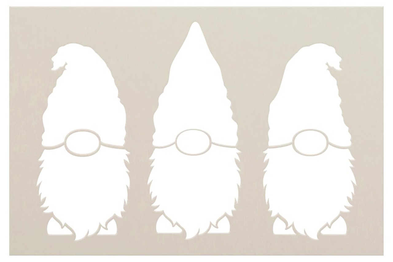 Three Gnomes Stencil by StudioR12 | DIY Seasonal Farmhouse Home Decor | Reusable Gnome Template | Crafting & Painting | Select Size