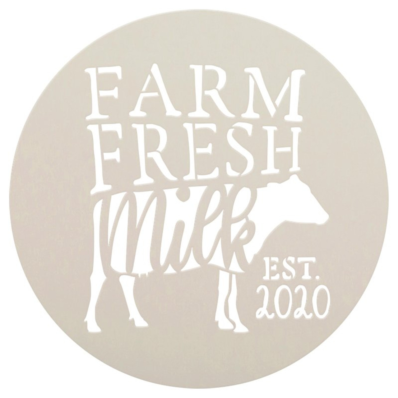 Personalized Farm Fresh Milk Round Stencil by StudioR12 | DIY Farmhouse Home Decor | Custom Est. Date | Paint Wood Signs | Select Size