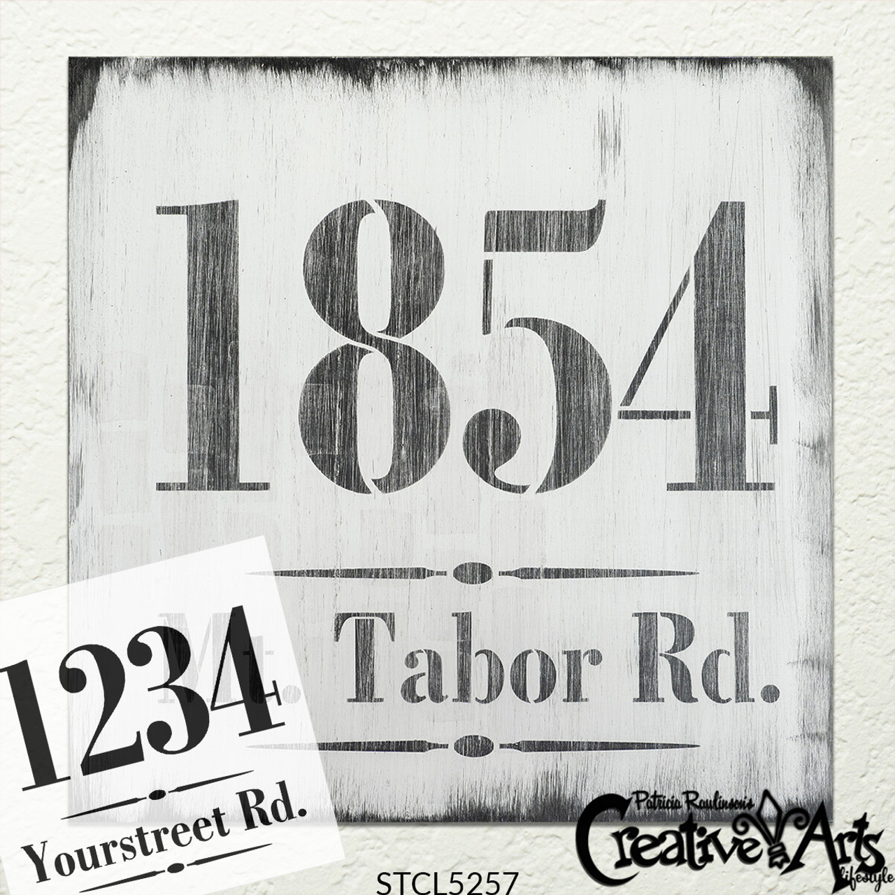 Personalized Classic Address Stencil by StudioR12 | Craft & Paint Custom House Numbers Wood Sign | DIY Outdoor Home Decor | Select Size