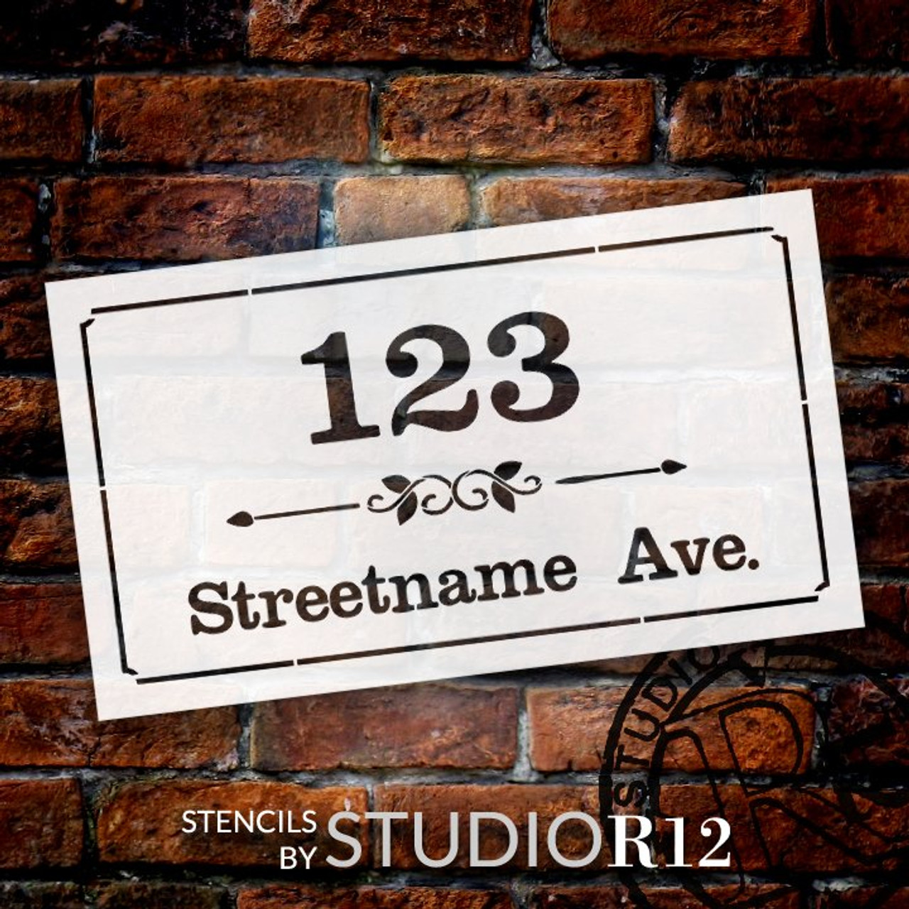 Personalized Country Style Address Stencil by StudioR12 | Paint Custom House Number Wood Sign | DIY Outdoor Home Decor | Select Size