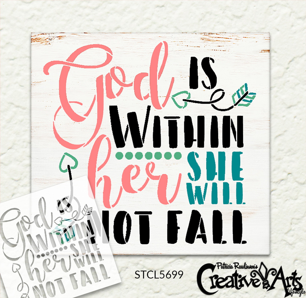 God is Within Her She Will Not Fall Stencil by StudioR12 | Psalm 46 Bible Verse Quote | DIY Home Decor for Women - Girls | Craft & Paint Encouraging Wood Sign | Reusable Mylar Template | SELECT SIZE