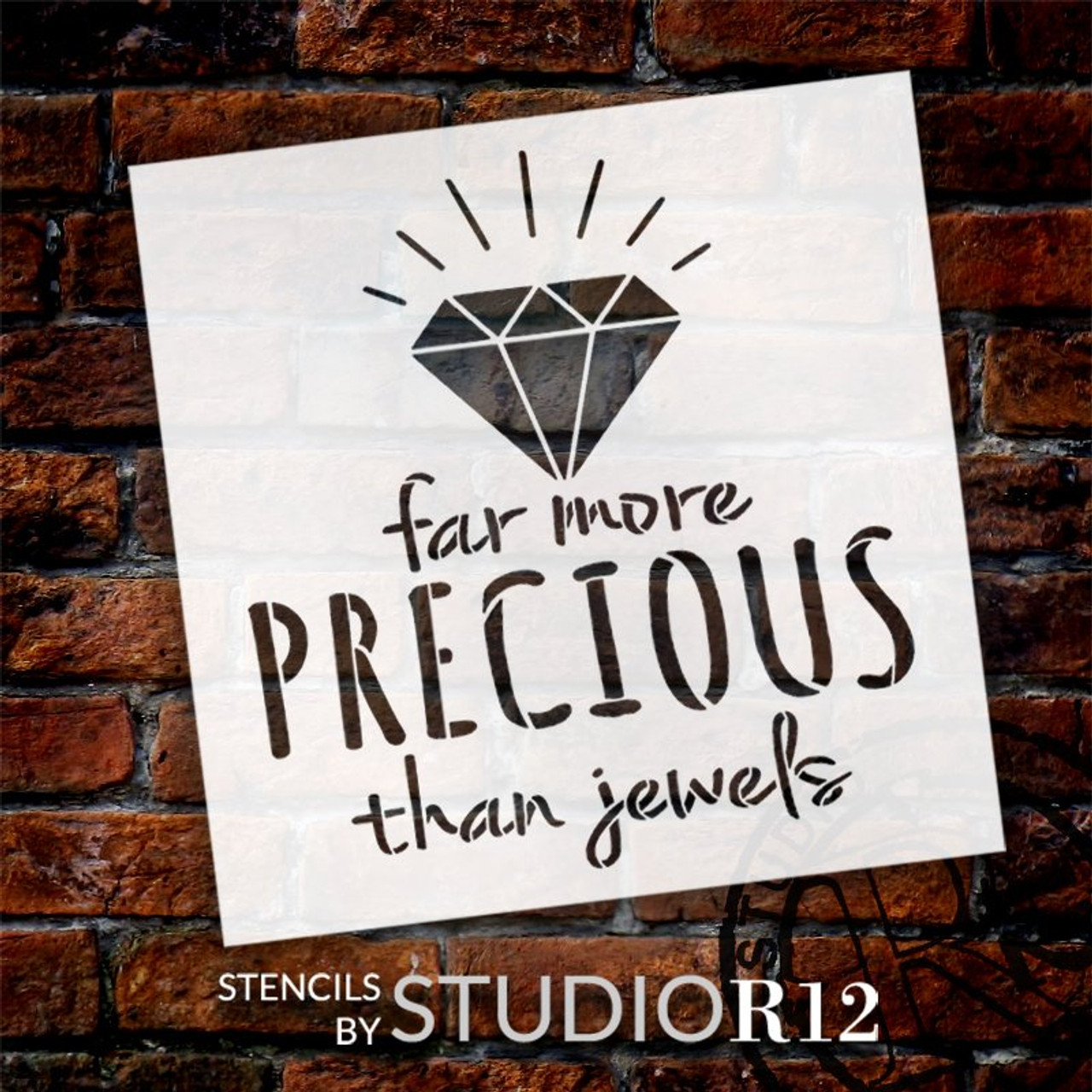 Far More Precious Than Jewels Stencil by StudioR12 | DIY Bible Verse Proverb Home Decor for Girls - Women | Craft & Paint Wood Sign | Select Size