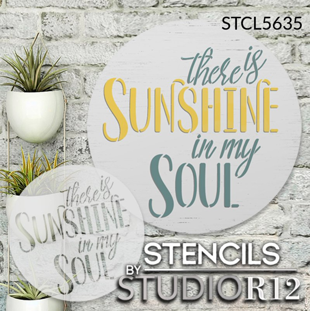 There is Sunshine in My Soul Round Stencil by StudioR12 | DIY Positive Happy Quote Home Decor | Craft & Paint Joyful Circular Wood Sign | Select Size