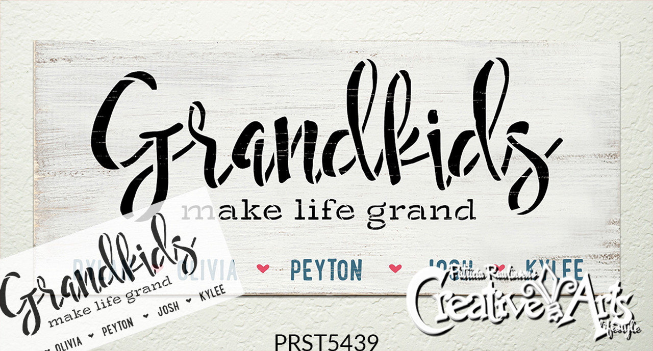 Personalized Grandkids Make Life Grand Stencil by StudioR12 | Custom Grandchild Names | DIY Grandparents Home Decor | Select Size
