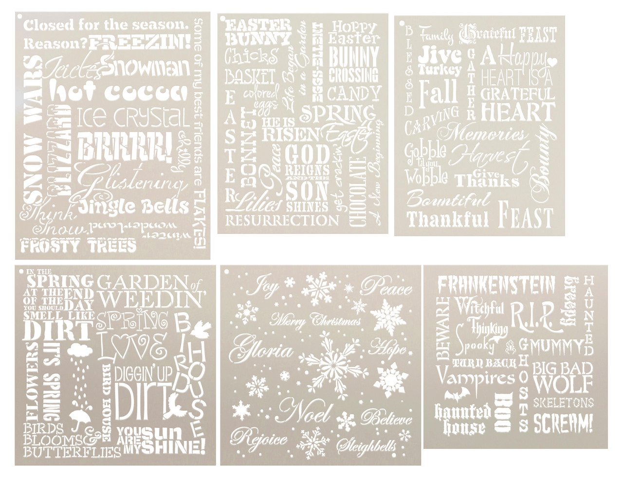 Seasonal Background Words Stencil Set | CMBN546