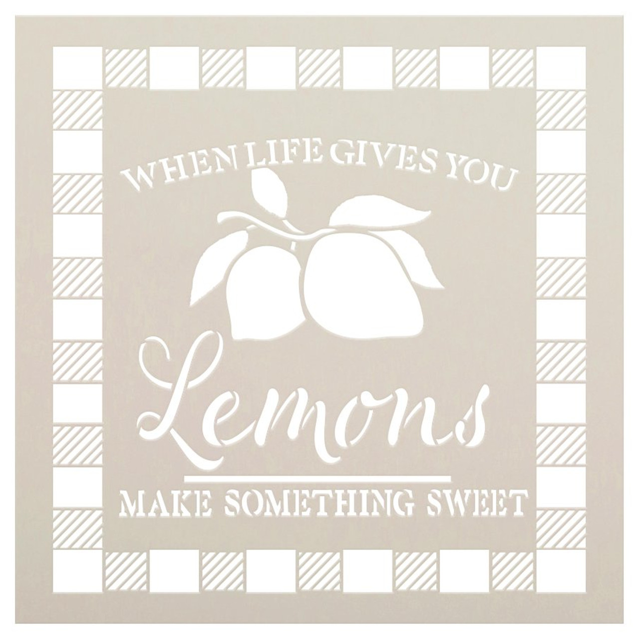 When Life Gives You Lemons Stencil with Plaid Check by StudioR12 | | DIY Lemon Kitchen Decor | Craft & Paint Wood Signs | Select Size