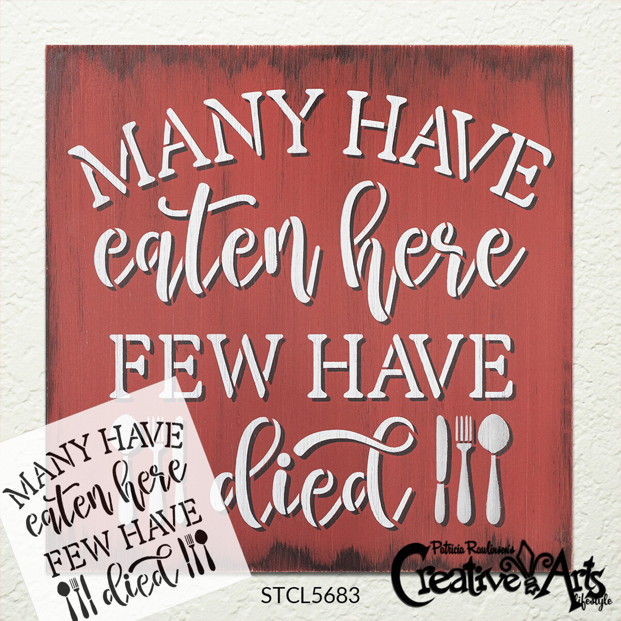 Many Have Eaten Few Have Died Stencil with Silverware by StudioR12 | DIY Funny Kitchen Decor | Paint Farmhouse Wood Signs | Select Size