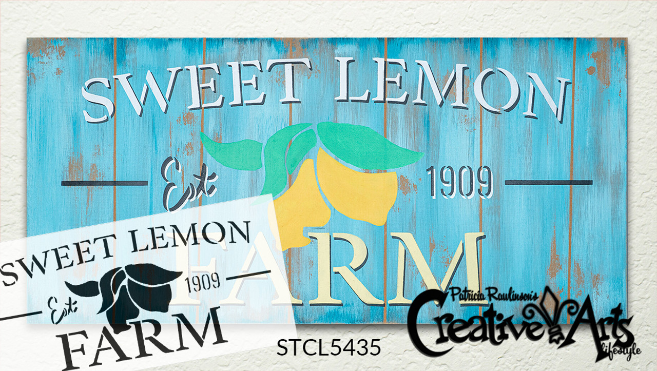 Sweet Lemon Farm Stencil by StudioR12 | DIY Farmhouse Lemon Kitchen Decor | Craft & Paint Country Wood Signs | Select Size