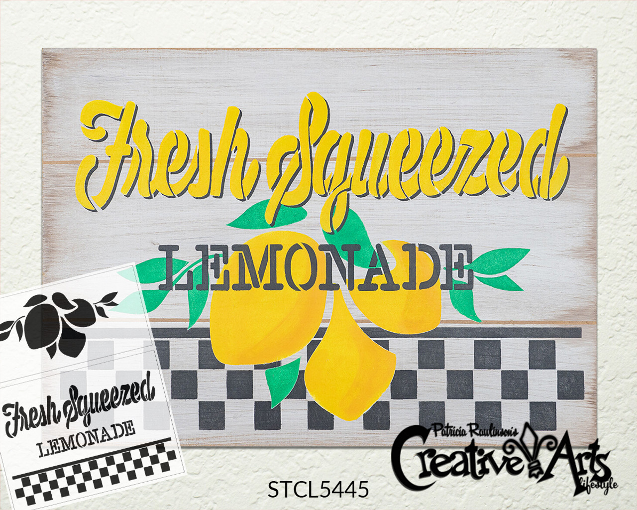 Fresh Squeezed Lemonade 2 Part Stencil with Buffalo Plaid by StudioR12 | DIY Lemon Kitchen Decor | Paint Wood Signs | Select Size