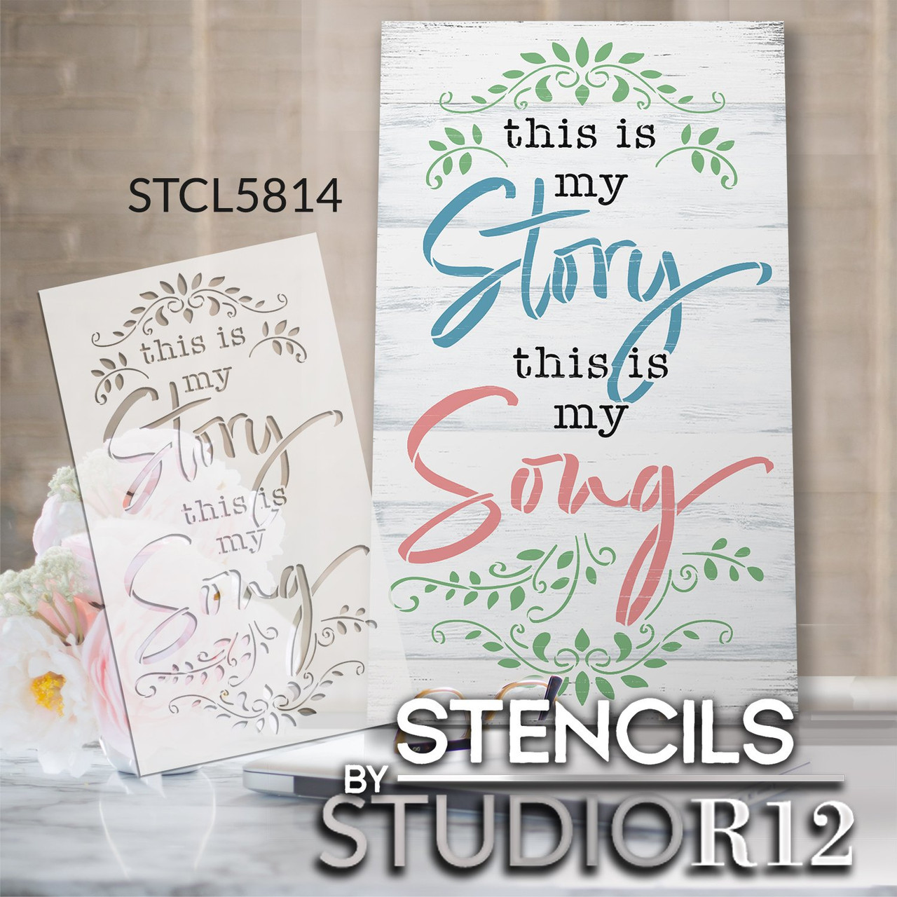 This is My Story This is My Song Hymn Stencil by StudioR12 | DIY Faith Home Decor | Craft & Paint Wood Sign | Reusable Mylar Template | Select Size