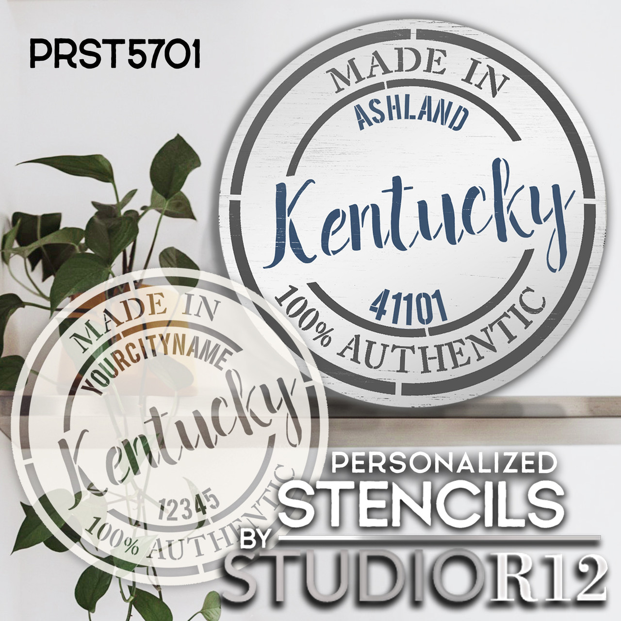 Personalized State Stamp Stencil by StudioR12 | Custom Hometown Branded Emblem | DIY Home Decor | Paint Wood Sign | Select State & Size