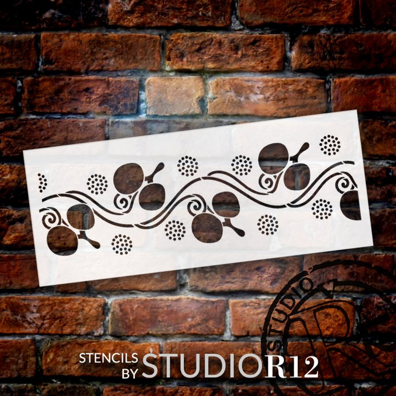 Fruit Vine Spiral Border Stencil by StudioR12 | DIY Greek Pattern Home Decor | Craft & Paint Wood Sign | Reusable Mylar Template | Select Size