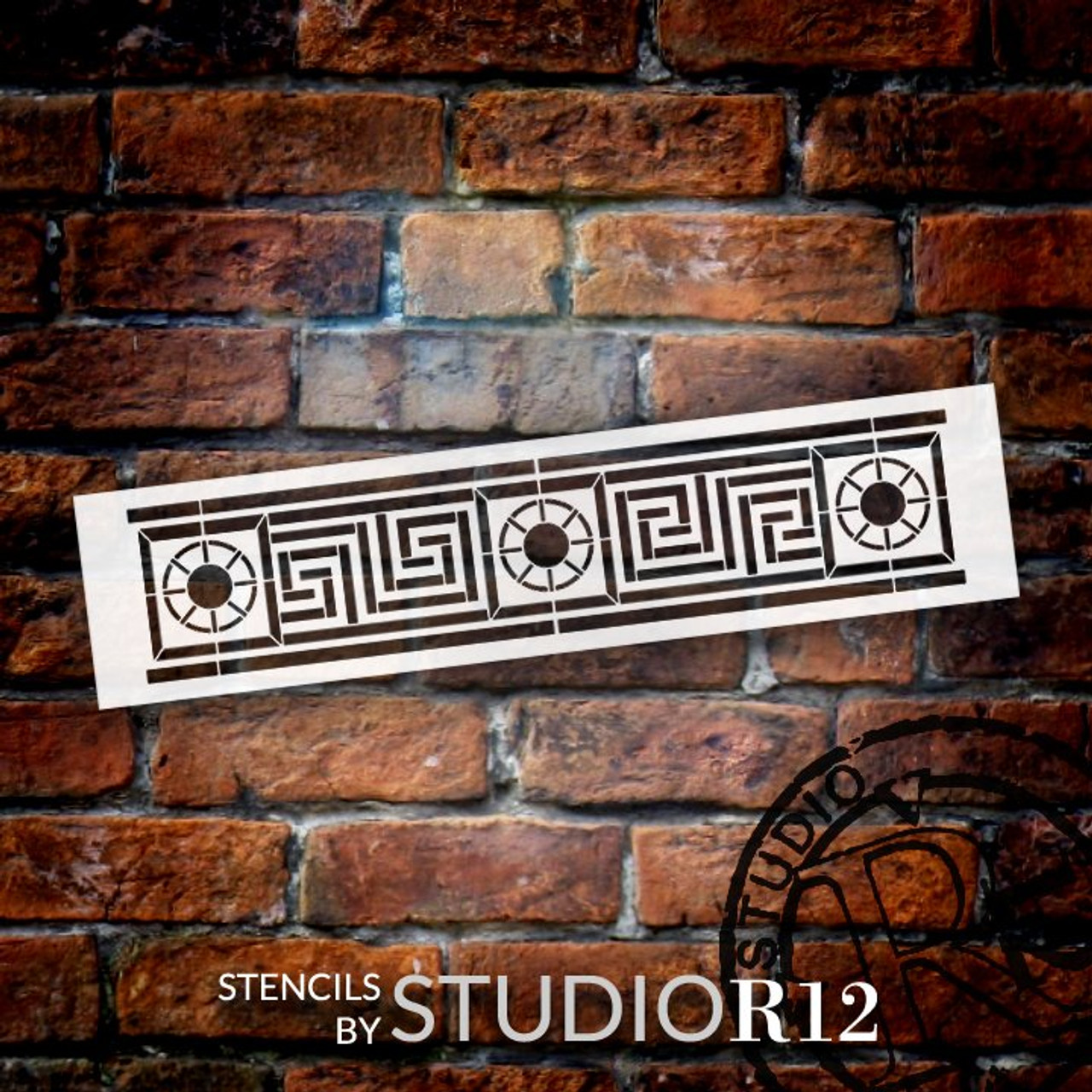 Meander Flower Wall Tile Stencil by StudioR12 | DIY Greek Key Border Floor Home Decor | Craft & Paint Wood Sign Reusable Mylar Template | Select Size