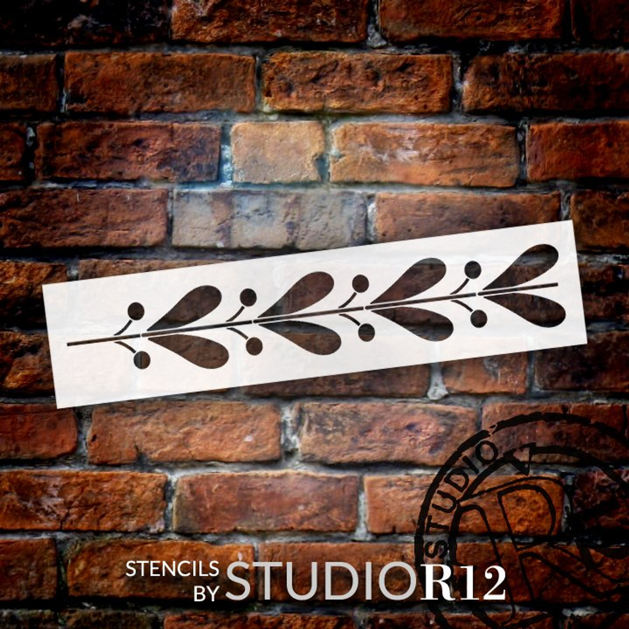 Flower Bloom Heart Border Stencil by StudioR12 | DIY Greek Floral Pattern Home Decor | Craft & Paint Wood Sign | Reusable Mylar Template | Select Size