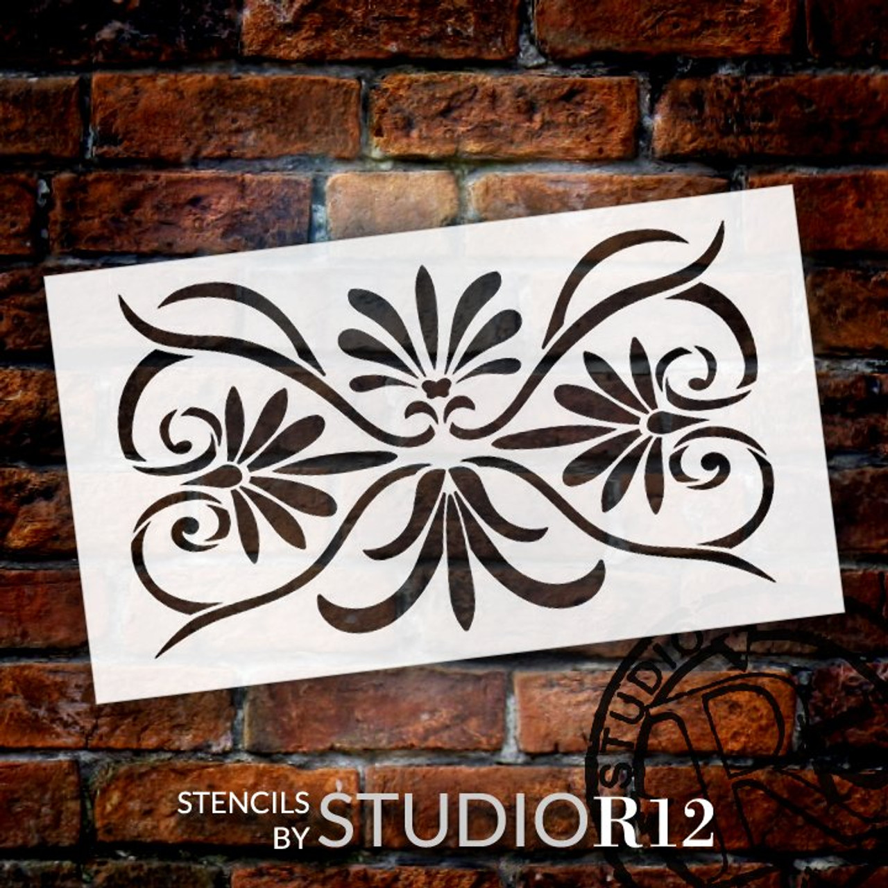 Palmette Floral Ornament Pattern Stencil by StudioR12 | Craft DIY Greek Backsplash Home Decor | Paint Wood Sign Reusable Mylar Template | Select Size