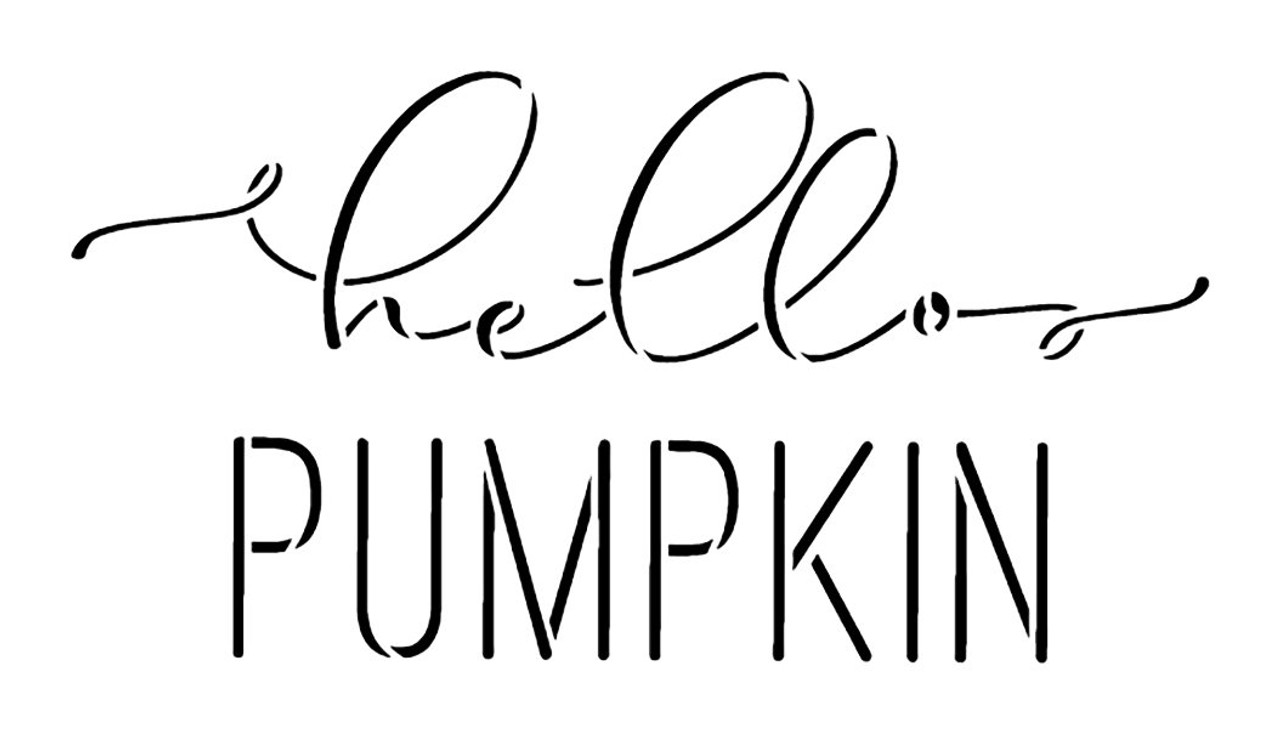 Hello Pumpkin Cursive Script Stencil by StudioR12 | DIY Autumn Fall Home Decor | Craft & Paint Wood Sign | Reusable Mylar Template | Select Size