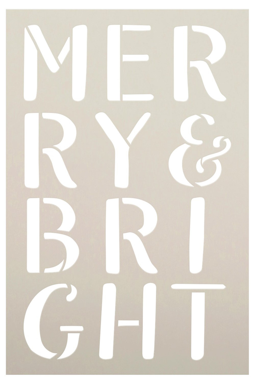 Merry & Bright Stacked Letter Stencil by StudioR12 | Craft DIY Christmas Holiday Home Decor | Paint Wood Sign | Reusable Mylar Template | Select Size