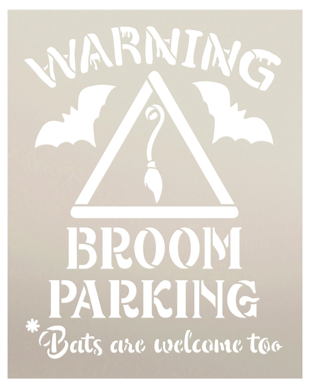 Warning Broom Parking Stencil by StudioR12 | DIY Fall Autumn Halloween Home Decor | Craft & Paint Wood Sign | Reusable Mylar Template | Select Size