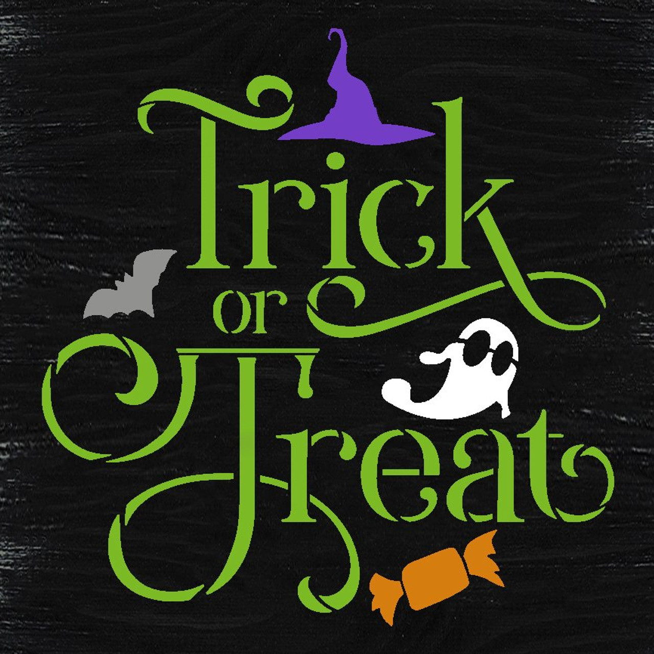 Trick or Treat Halloween Stencil by StudioR12 | DIY Autumn Fall Home Decor | Craft & Paint Square Wood Sign | Reusable Mylar Template | Select Size