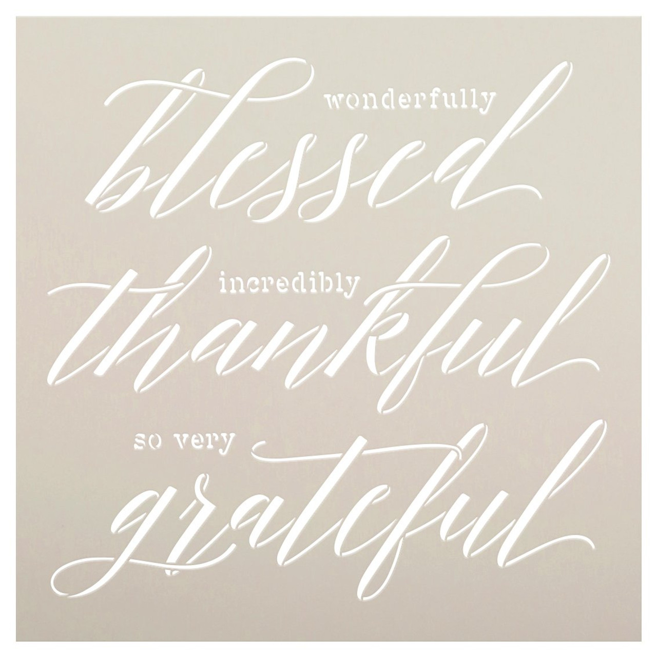 Wonderfully Blessed - Thankful Stencil by StudioR12 | DIY Thanksgiving Home Decor | Craft & Paint Wood Sign | Reusable Mylar Template | Select Size