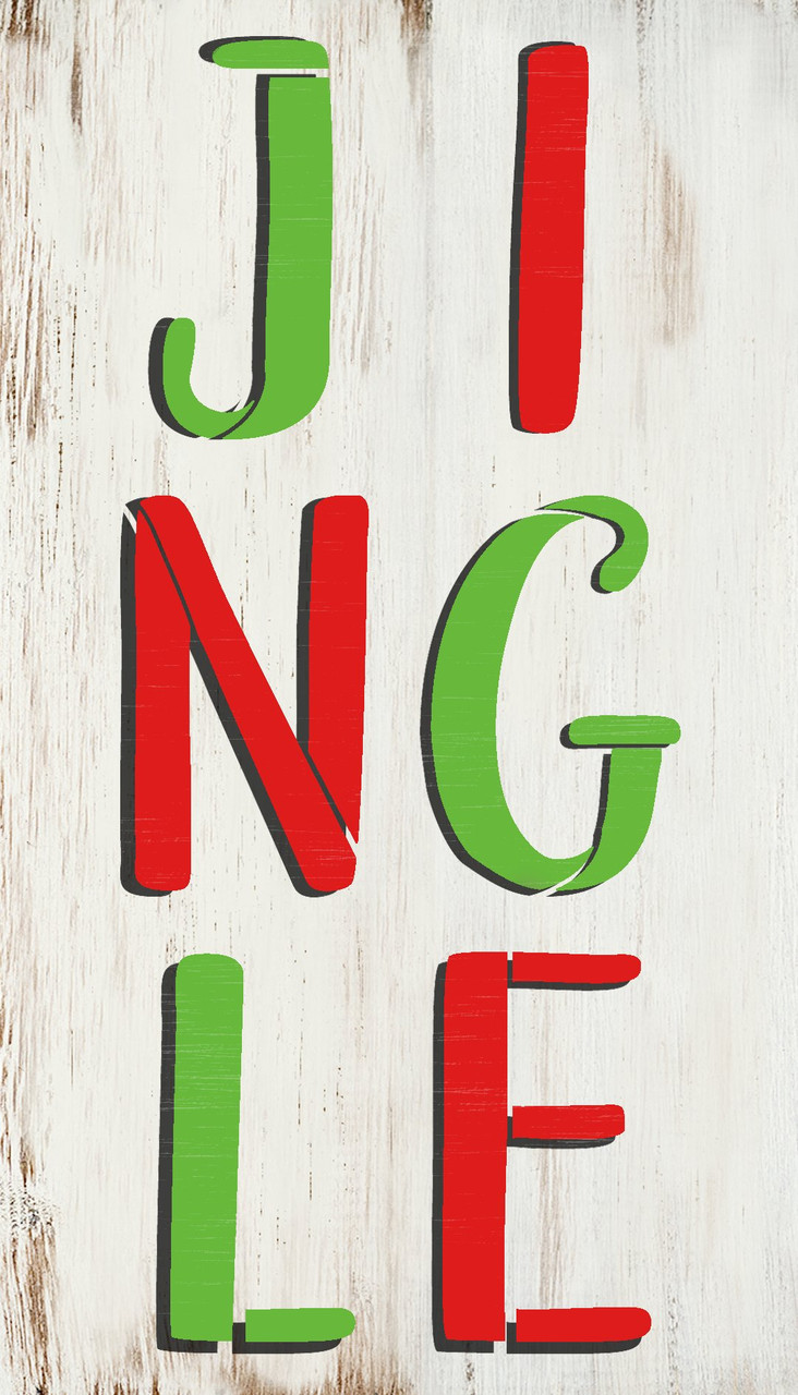 Jingle Stacked Letter Stencil by StudioR12 | DIY Simple Christmas Farmhouse Decor | Craft & Paint Holiday Wood Signs | Select Size