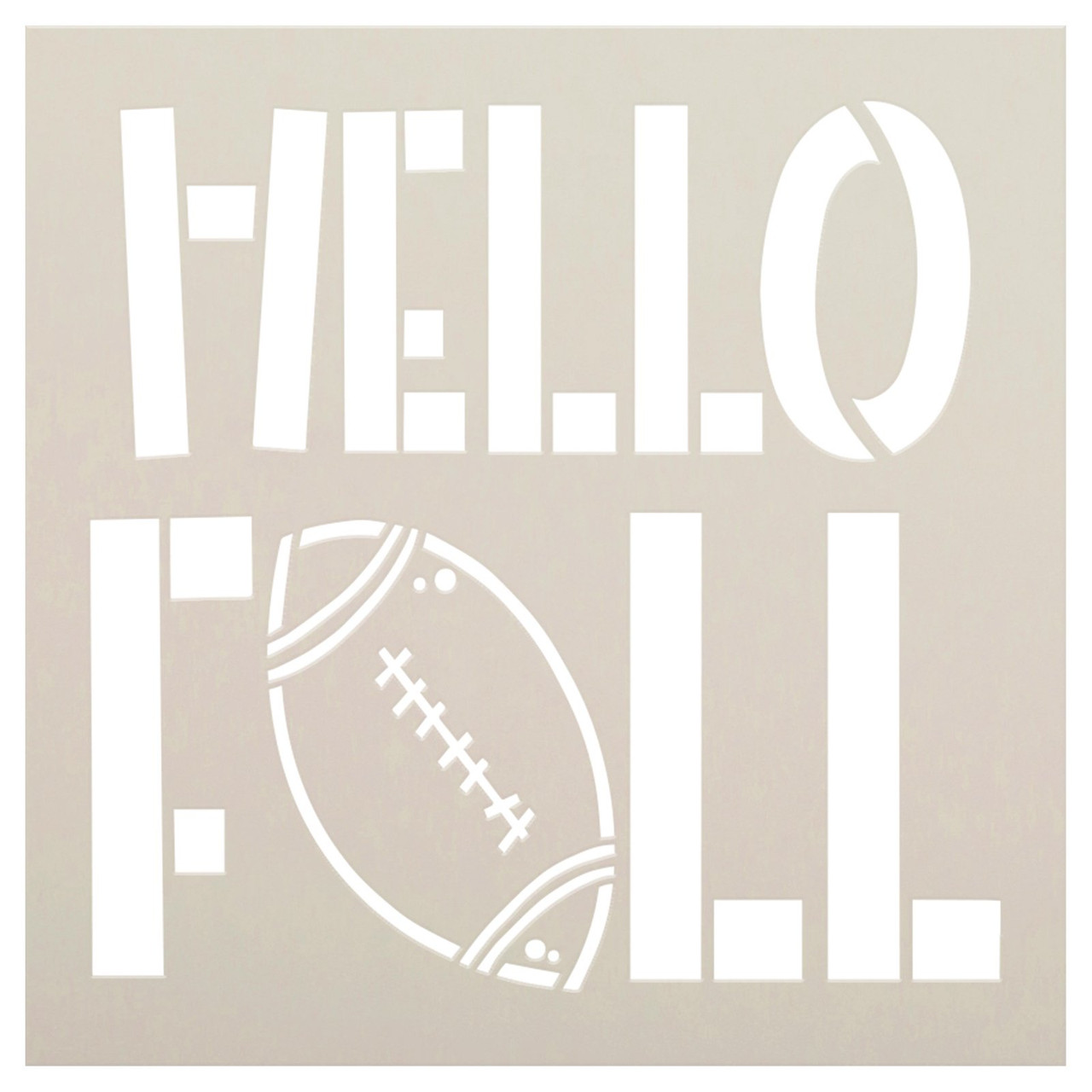 Hello Fall Football Stencil by StudioR12 | DIY Autumn School Sport Team Home Decor | Craft & Paint Wood Sign | Reusable Mylar Template | Select Size