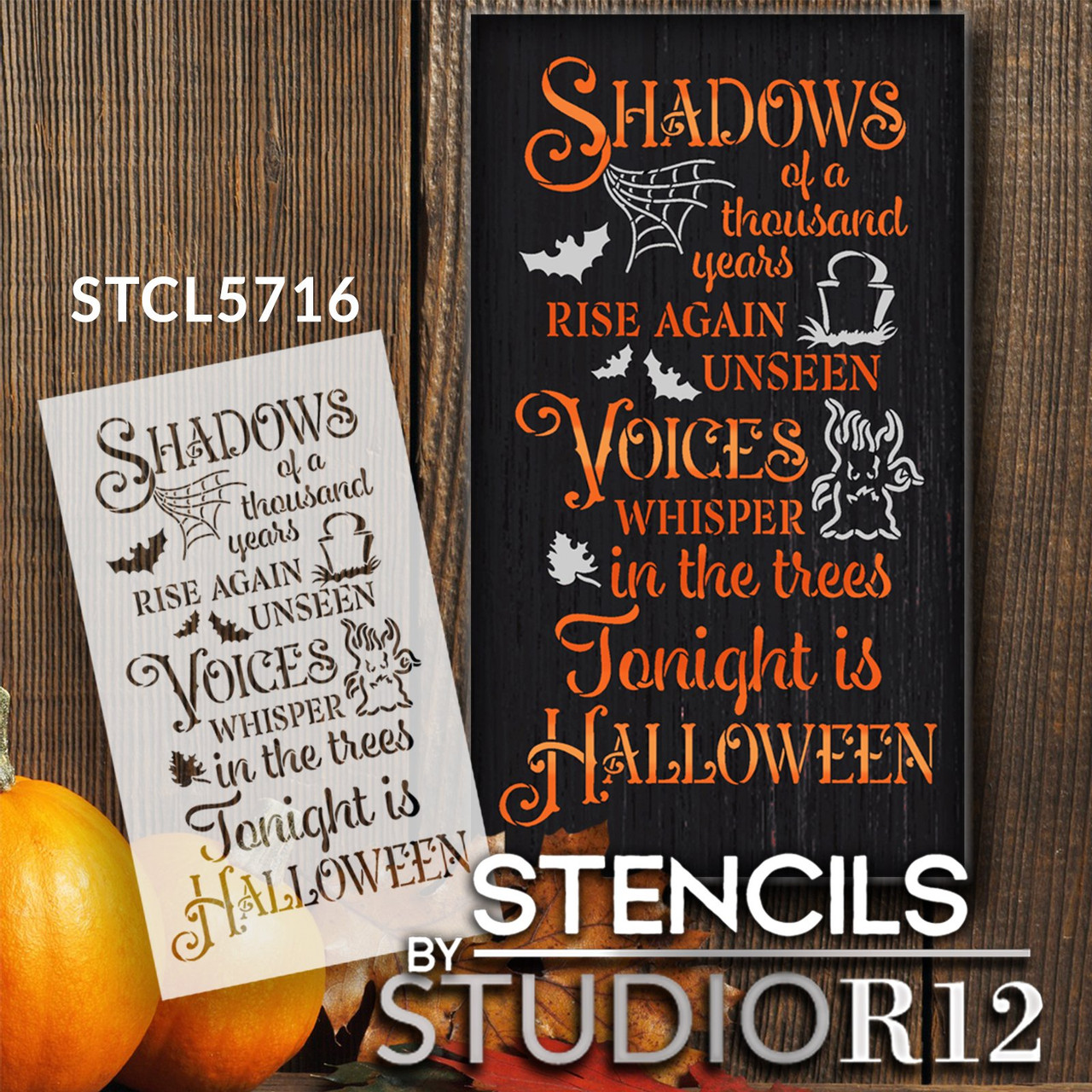 Shadows of a Thousand Years Stencil by StudioR12 | Tonight is Halloween | Craft DIY Home Decor | Paint Wood Sign Reusable Mylar Template | Select Size