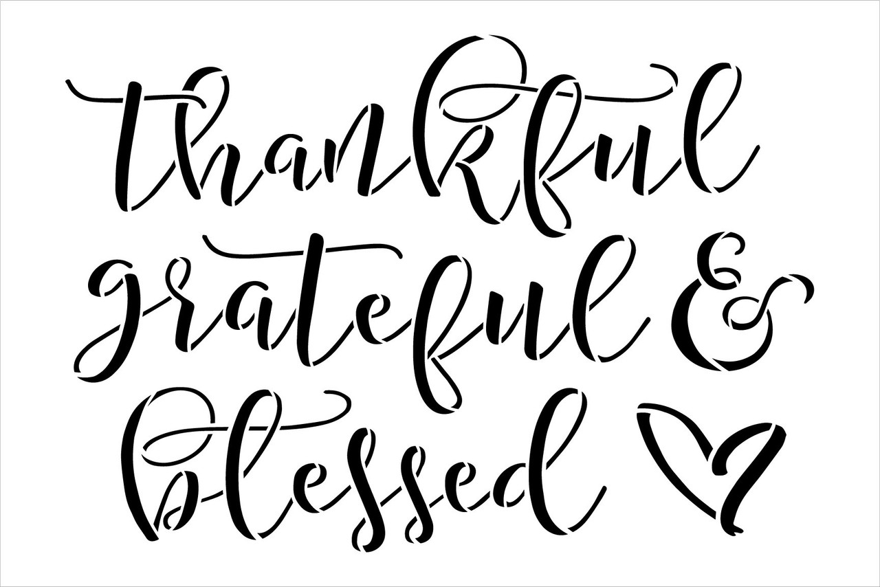 Thankful Grateful & Blessed Stencil by StudioR12 | Craft DIY Fall Home Decor | Paint Cursive Script Wood Sign | Reusable Mylar Template | Select Size