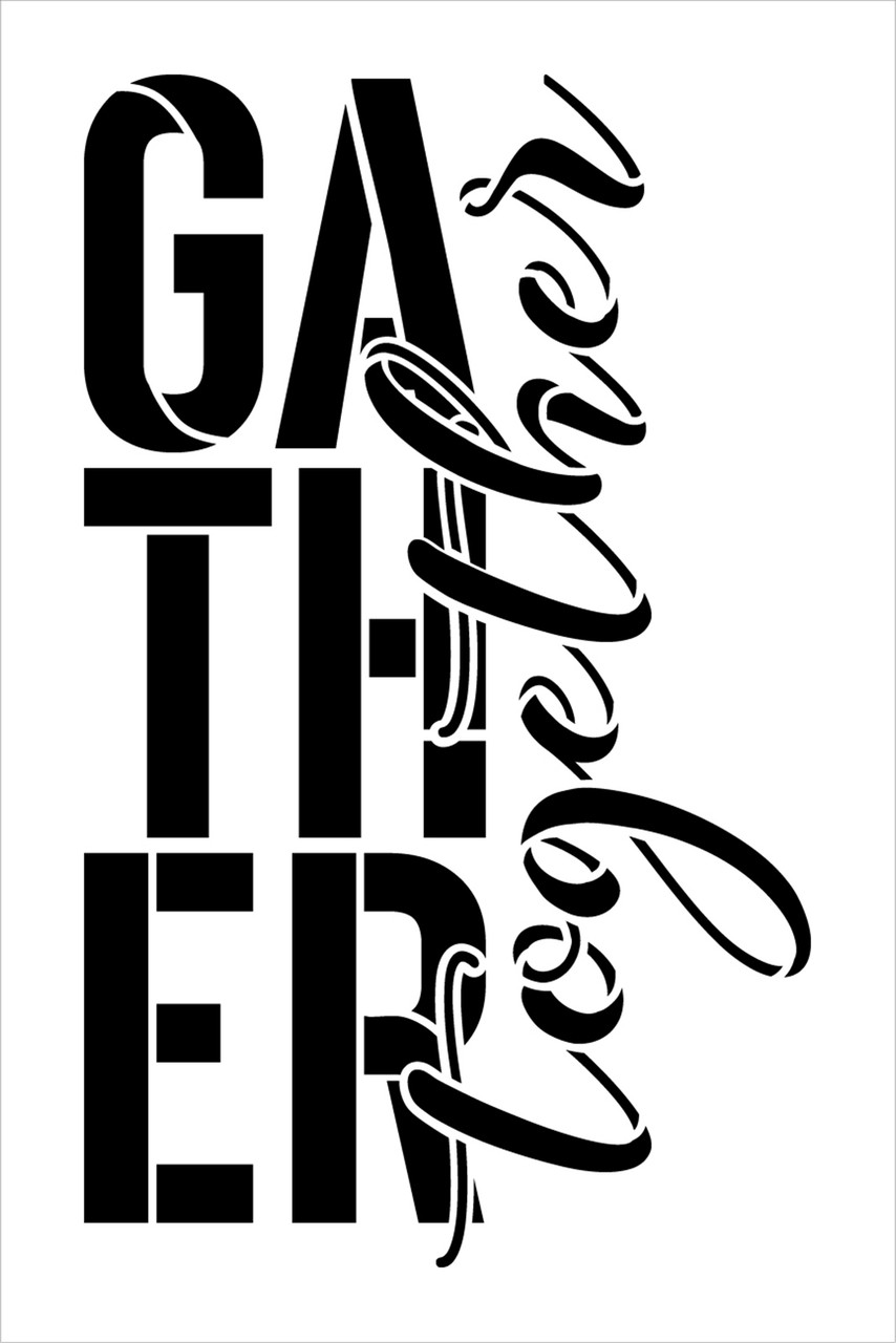 Gather Together Stencil by StudioR12 | Craft DIY Thanksgiving Fall Farmhouse Home Decor | Paint Autumn Wood Sign Reusable Mylar Template | Select Size