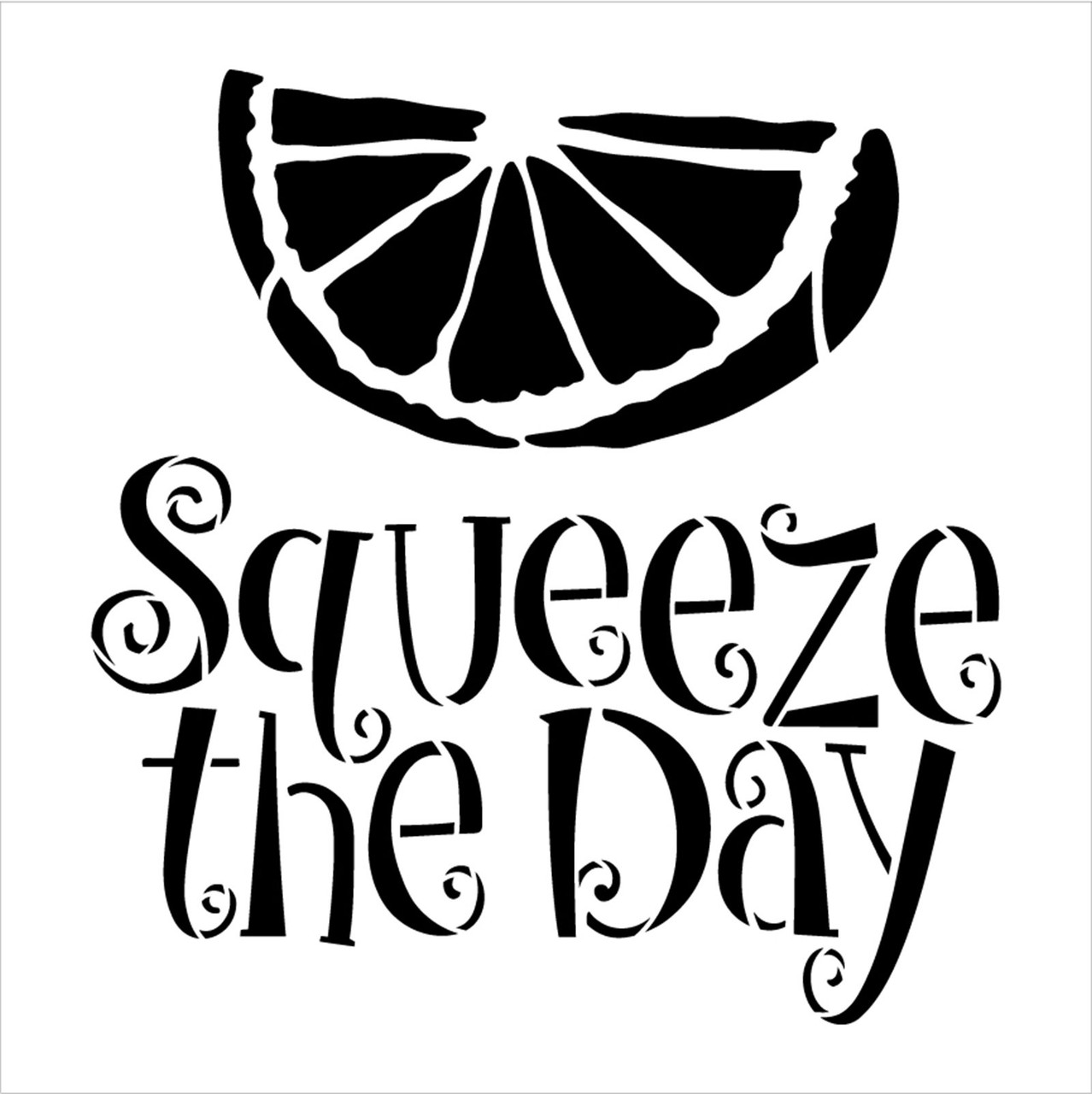 Squeeze The Day Stencil with Lemon Wedge by StudioR12 | DIY Spring Home & Kitchen Decor | Paint Farmhouse Wood Signs | Select Size