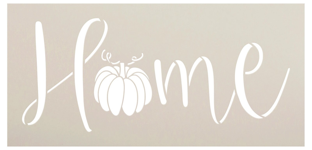 Home Pumpkin Stencil by StudioR12 | Craft DIY Fall Cursive Script Home Decor | Paint Autumn Farmhouse Wood Sign Reusable Mylar Template | Select Size