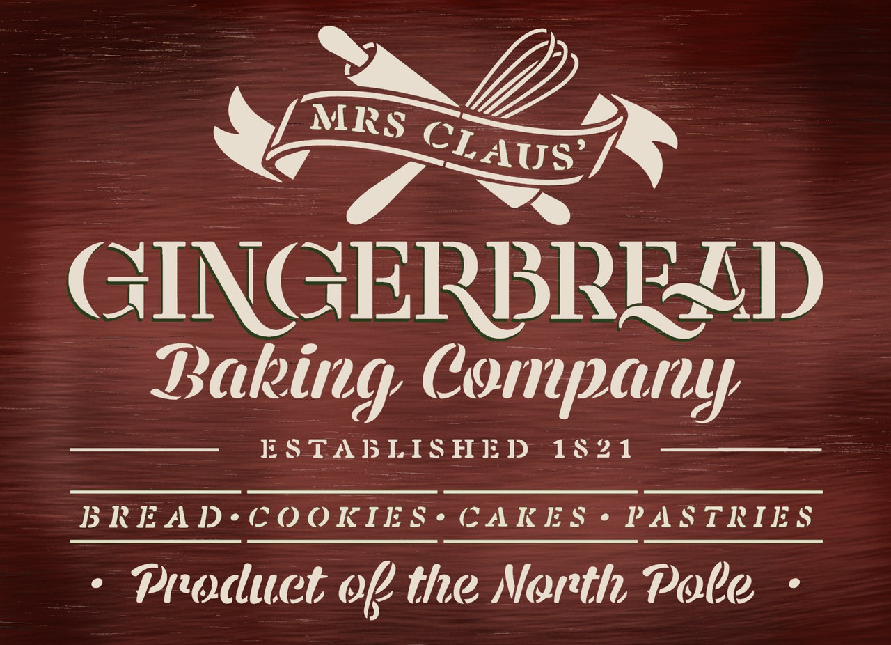 Mrs Claus' Baking Company Stencil by StudioR12 | DIY Christmas Kitchen Decor | Craft North Pole Holiday Wood Signs | Select Size