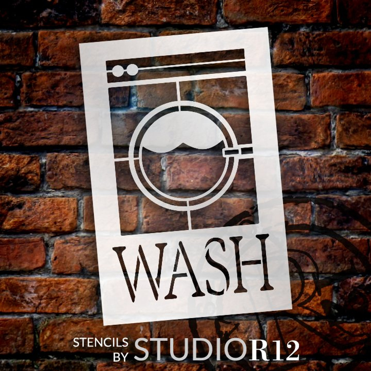 Wash Laundry Room Stencil by StudioR12 | DIY Cleaning Chore Home Decor | Craft & Paint Washer Dryer Wood Sign | Reusable Mylar Template | Select Size